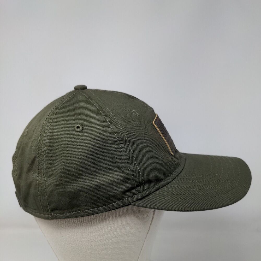 American Flag Leather Patch Strapback Hat Green O… - image 5